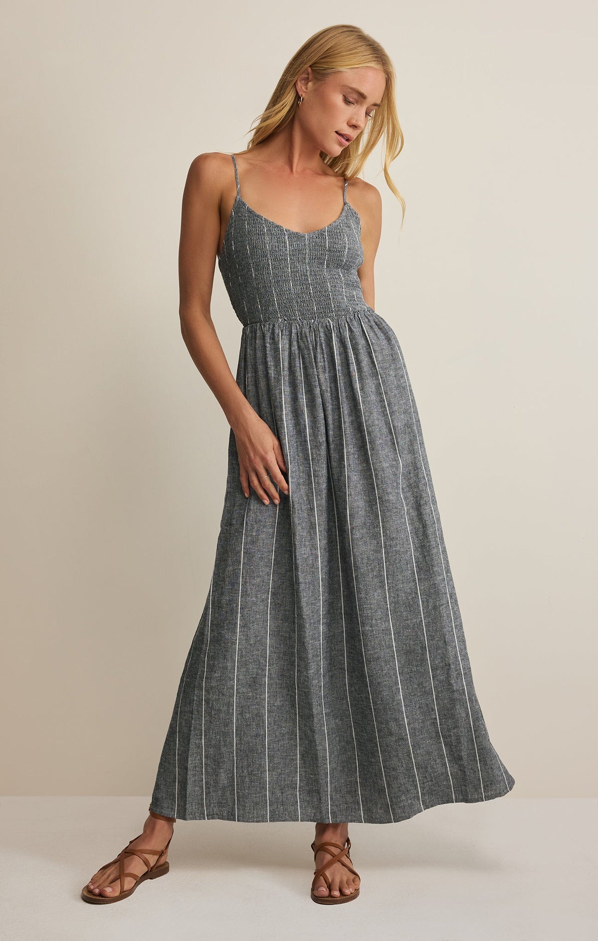 Romy Striped Linen Maxi Dress