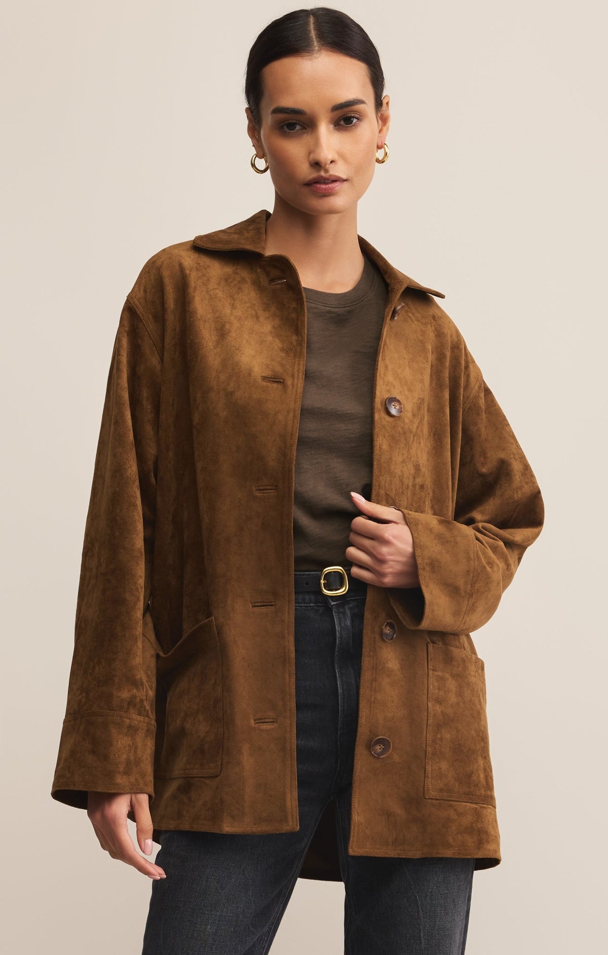 Decker Faux Suede Chore Coat