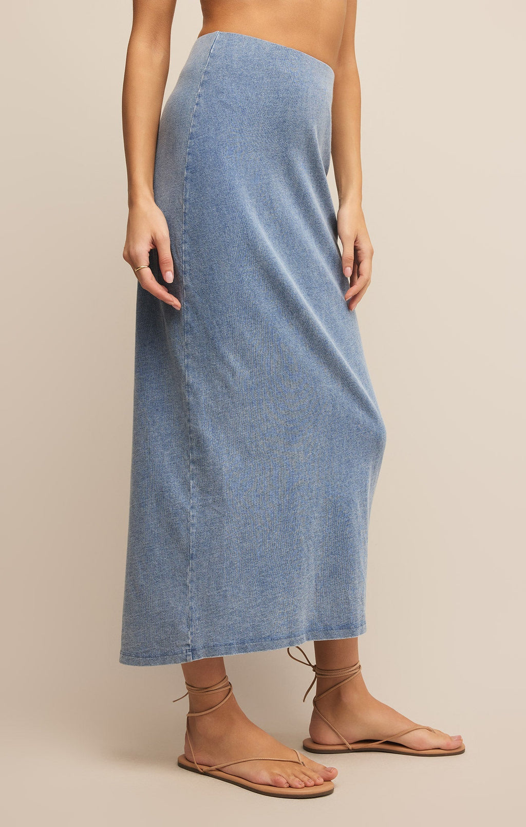Gail Jersey Denim Midi Skirt