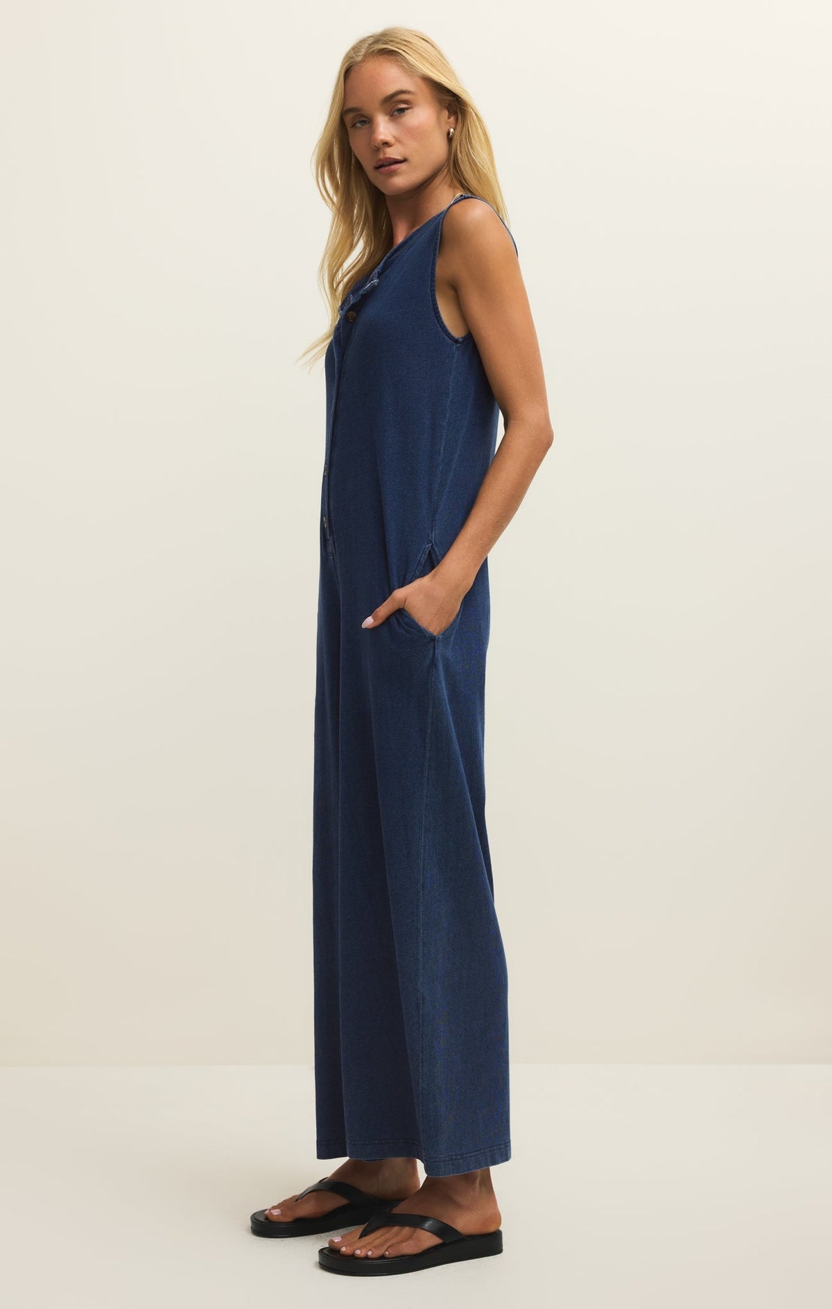 Fiona Jersey Denim Jumpsuit