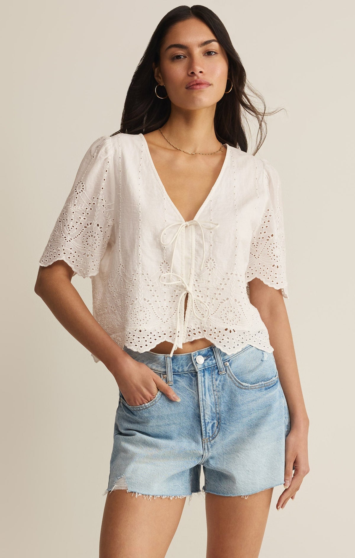 Oceanside Embroidered Top